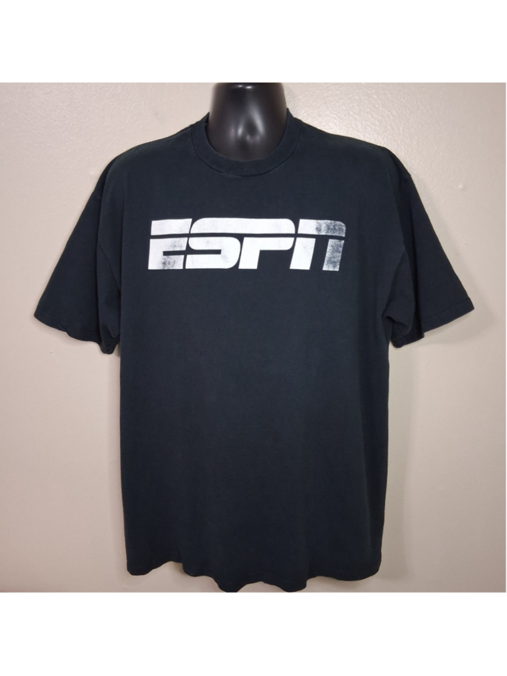 Vintage 80s 90s ESPN Adult XL T-shirt Black Tee Jerzees Made In USA